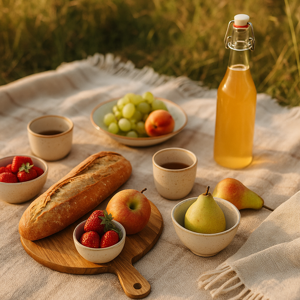 Picknick-Basics: Handgemachtes Geschirr und Decken für draußen